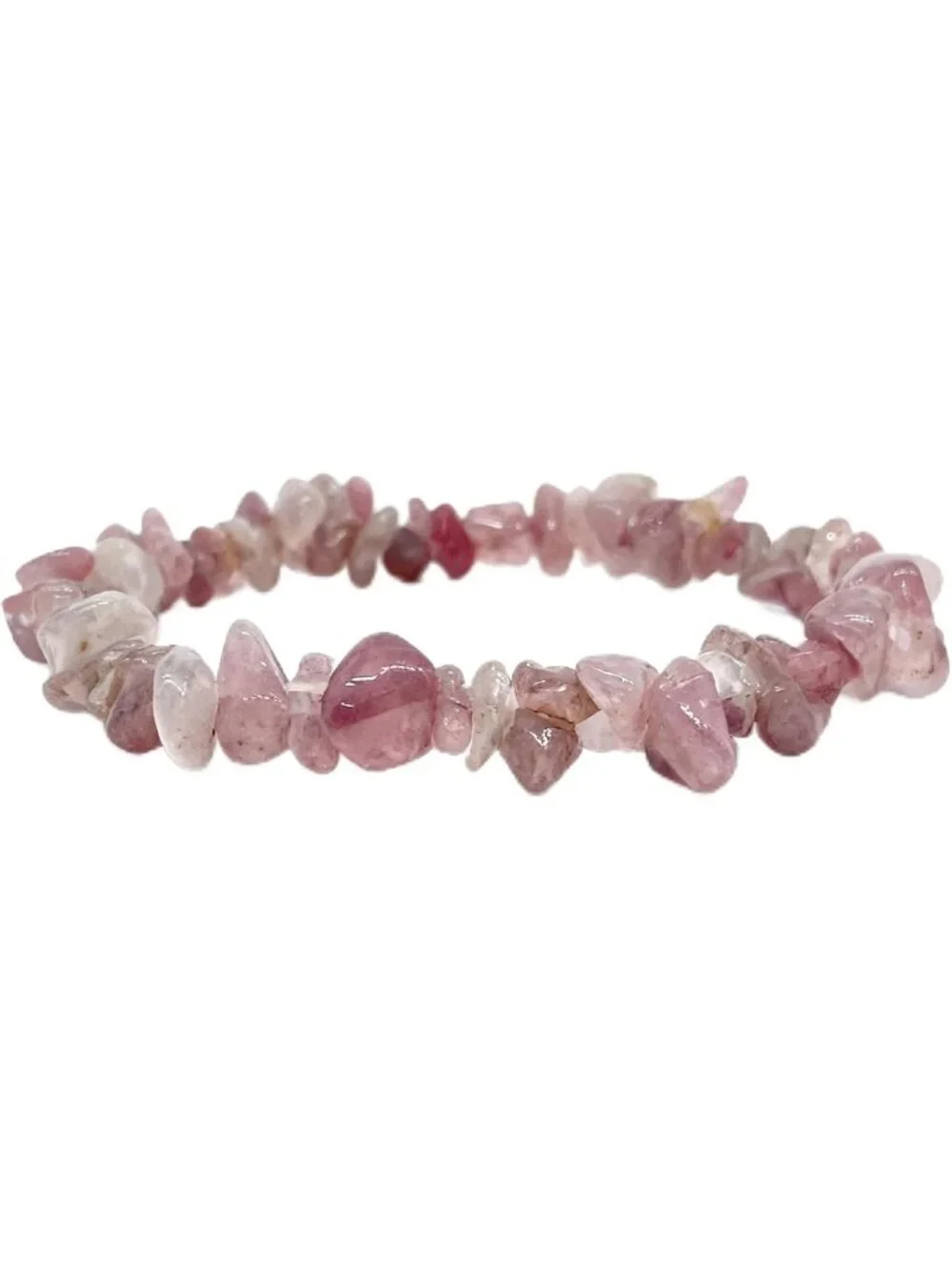 Dainty Pink Madagascar Rose Quartz Chip Bracelet | Natural Crystal Beaded